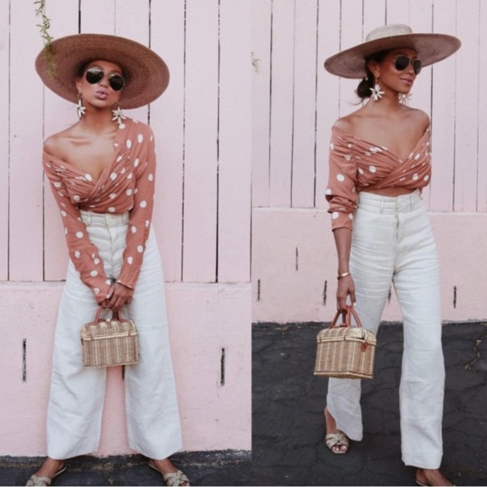 L’Academie Lydie Polkadot Wrap Blouse top